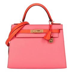HERMÈS Rose Azalea & Rose Jaipur Leather HSS Special Order Kelly 28cm Sellier