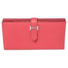 Hermes Rose Azalee Chevre Mysore Bearn Wallet