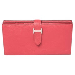 Hermes Rose Azalee Chevre Mysore Bearn Wallet