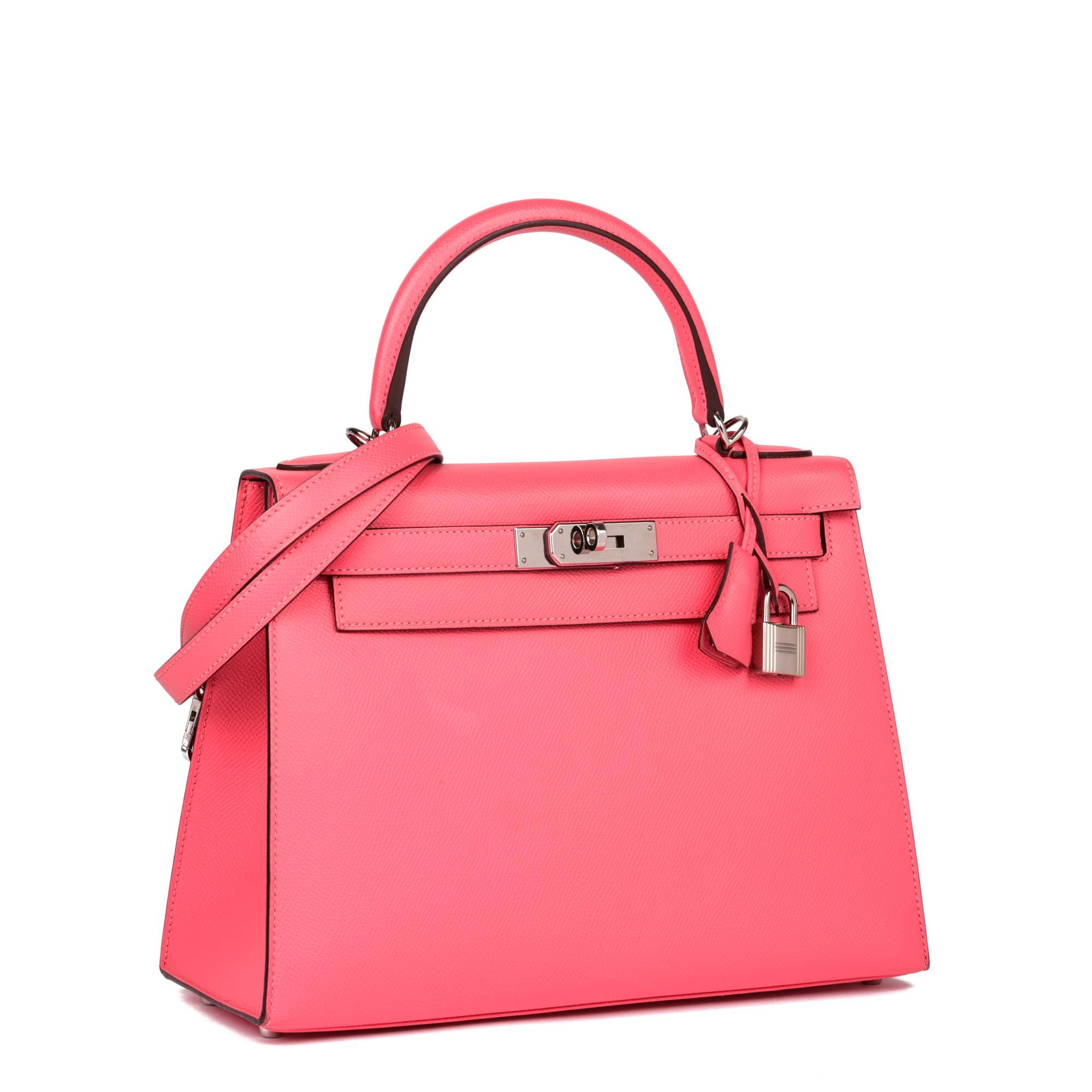 HERMÈS
Rose Azalee Epsom Leather Kelly 28cm Sellier

Xupes Reference: CB869
Serial Number: D
Age (Circa): 2019
Accompanied By: Hermès Dust Bag, Box, Padlock, Keys, Clochette, Rain Cover, Care Booklet, Shoulder Strap 
Authenticity Details: Date Stamp