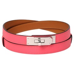 Hermès ROSE AZALEE EPSOM LEATHER KELLY BELT 18MM