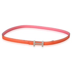 Hermès Rose Azalee Epsom Orange Poppy Swift Focus Gürtel PHW 80/32