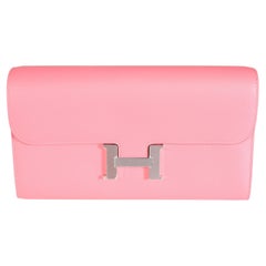 Hermès Rose Azalee Evercolor Constance To Go Wallet PHW