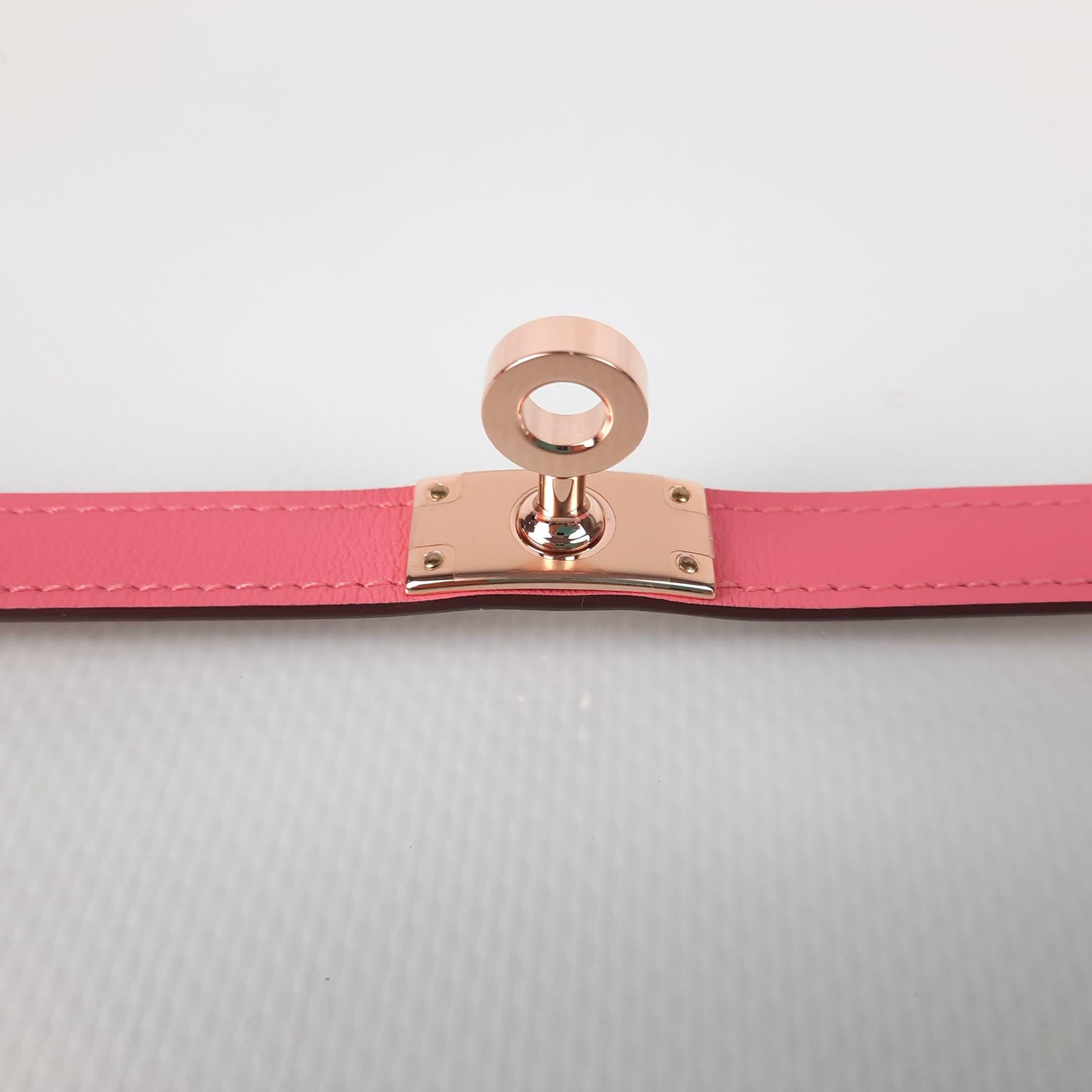 Bracelet Hermès  Kelly Double Tour Rose Azalée  Taille T2 Pour femmes en vente