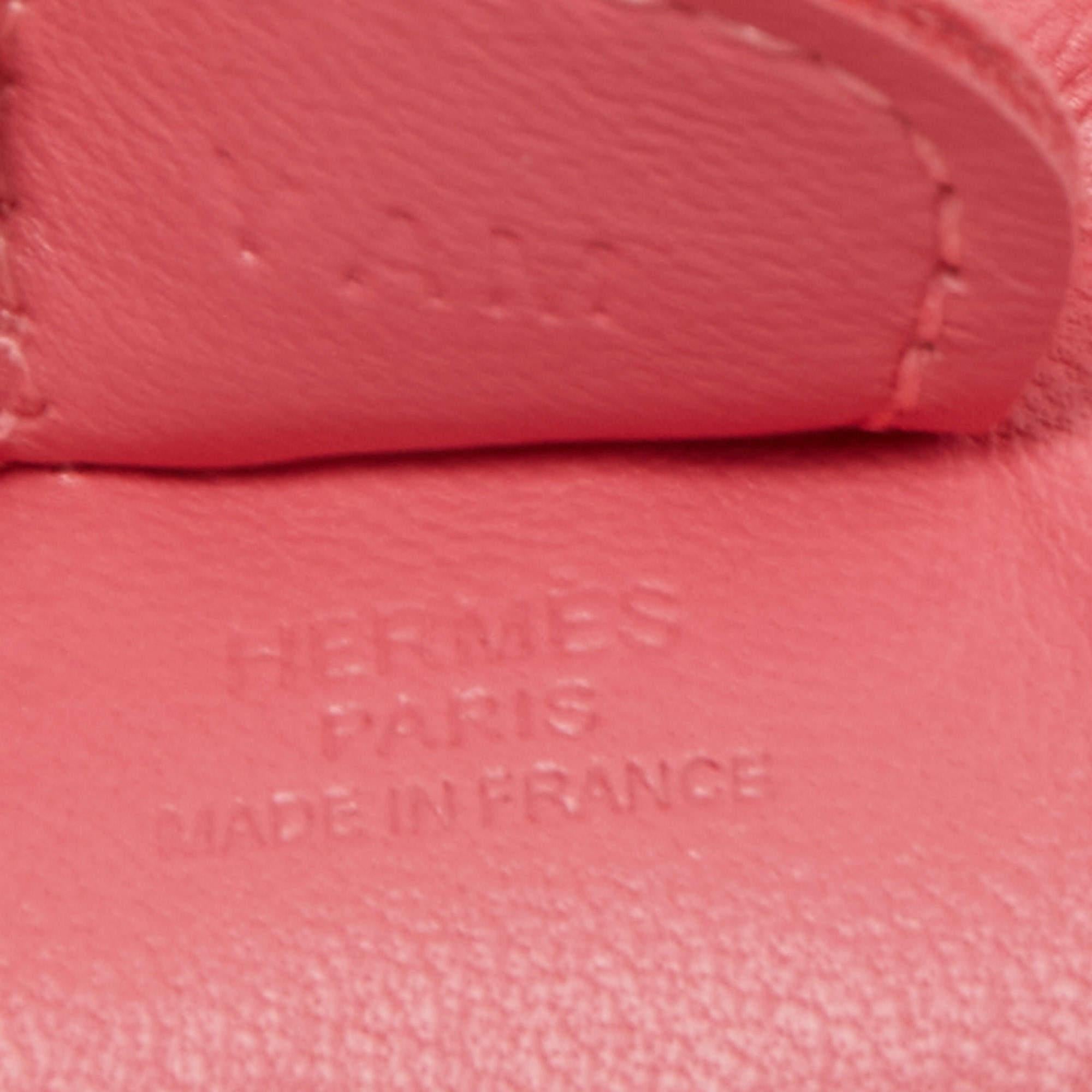 Hermes Rose Azalee Milo Leather Rodeo Grigri Bag Charm PM 1