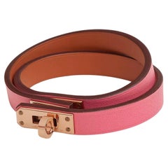 Hermès Rose Azalée Mini Kelly Double Tour bracelet T3