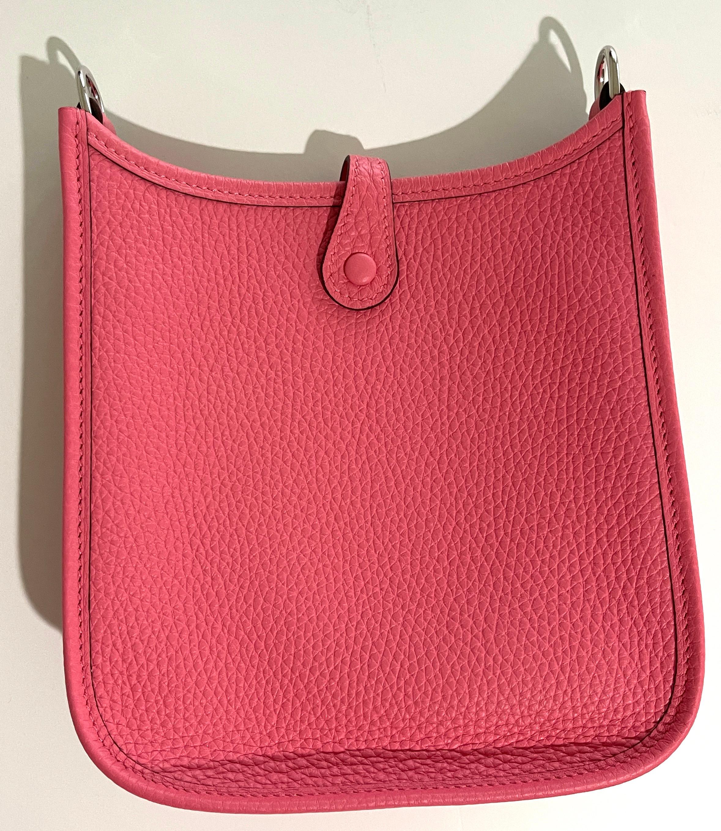 Hermès Rose Azalee Rosa Mini Evelyne 16 TPM Tasche Amazone Riemen (Pink)