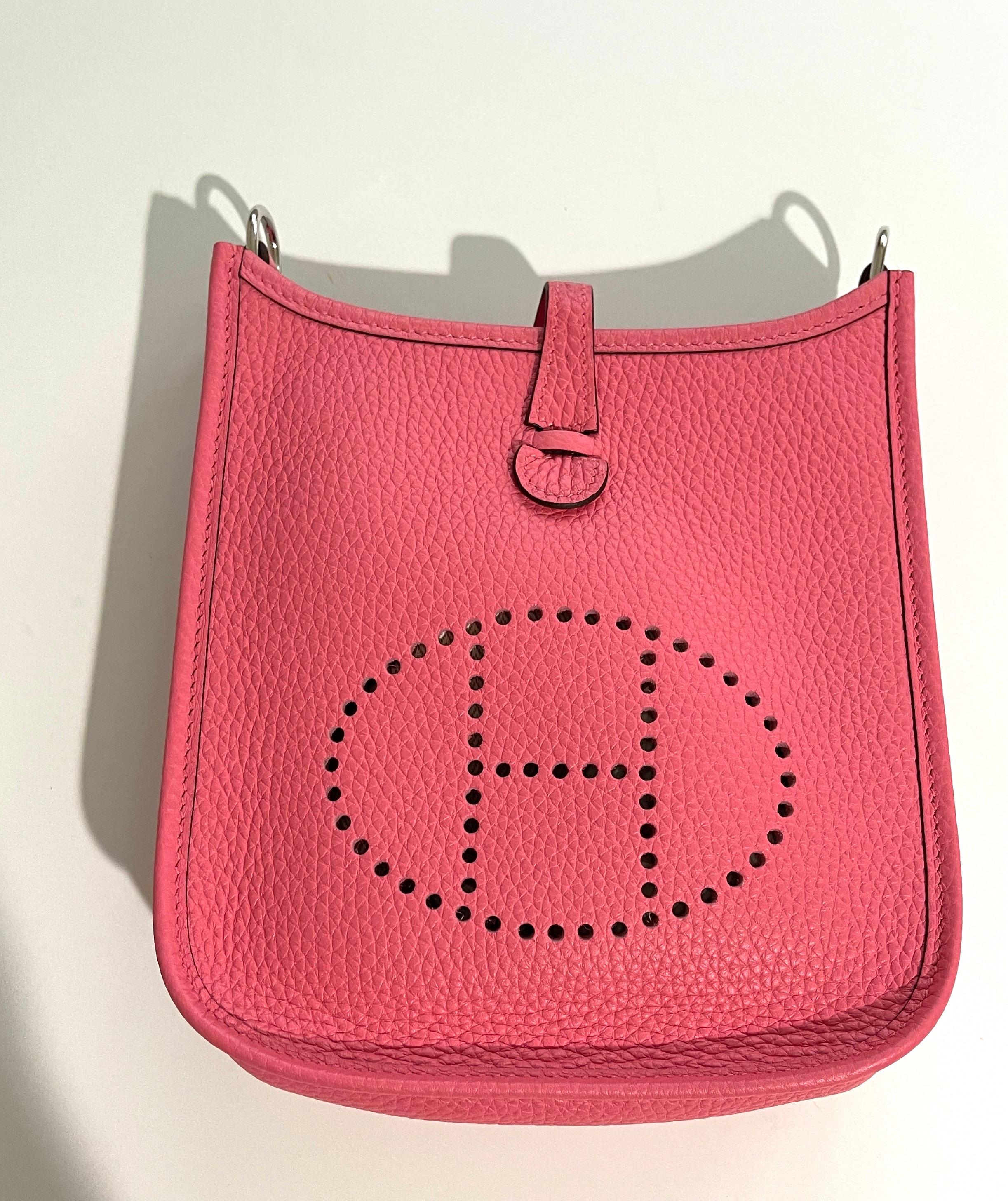 Hermès Rose Azalee Rosa Mini Evelyne 16 TPM Tasche Amazone Riemen 1