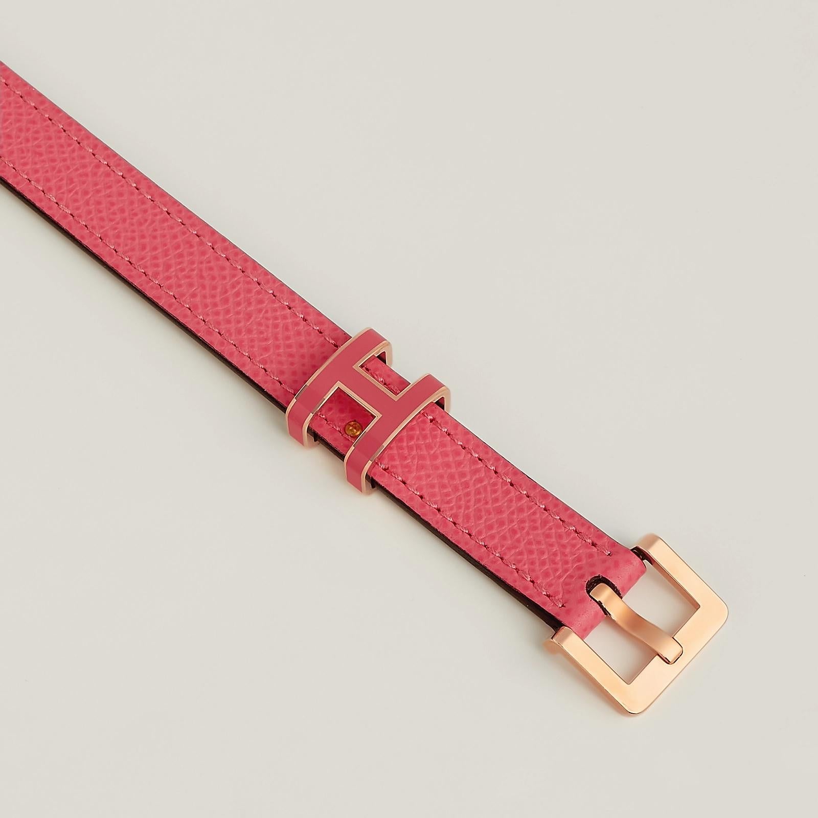 Hermes Rose Azalée Pop H 15 belt Size 85 In New Condition For Sale In Nicosia, CY
