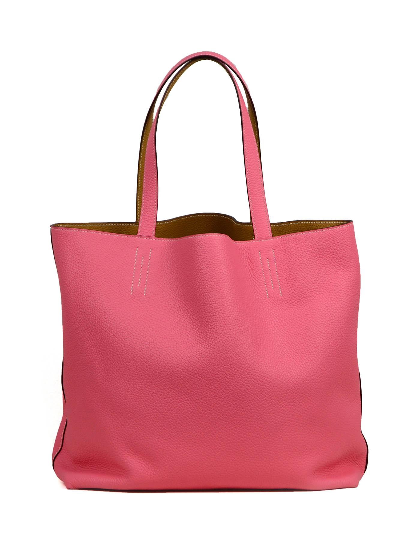 Women's Hermes 2020 Rose Azalee Pink/ Sesame Reversible Leather Double Sens 36 Tote Bag