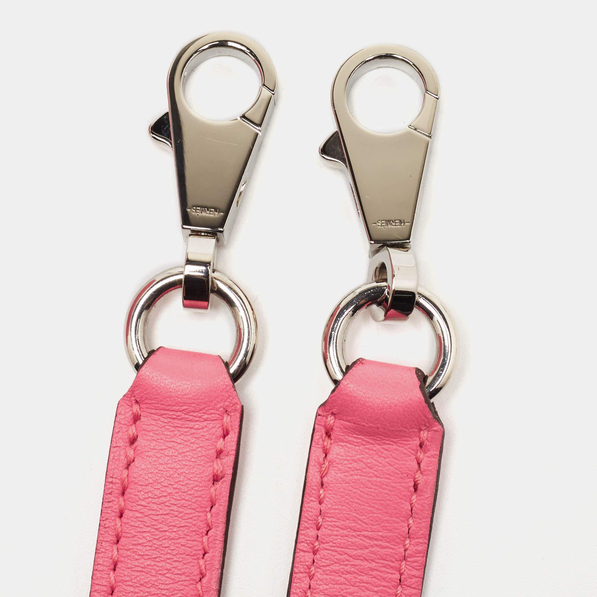 Hermès Rose Azalee Swift Leather Palladium Finish Kelly Retourne 25 Bag 6