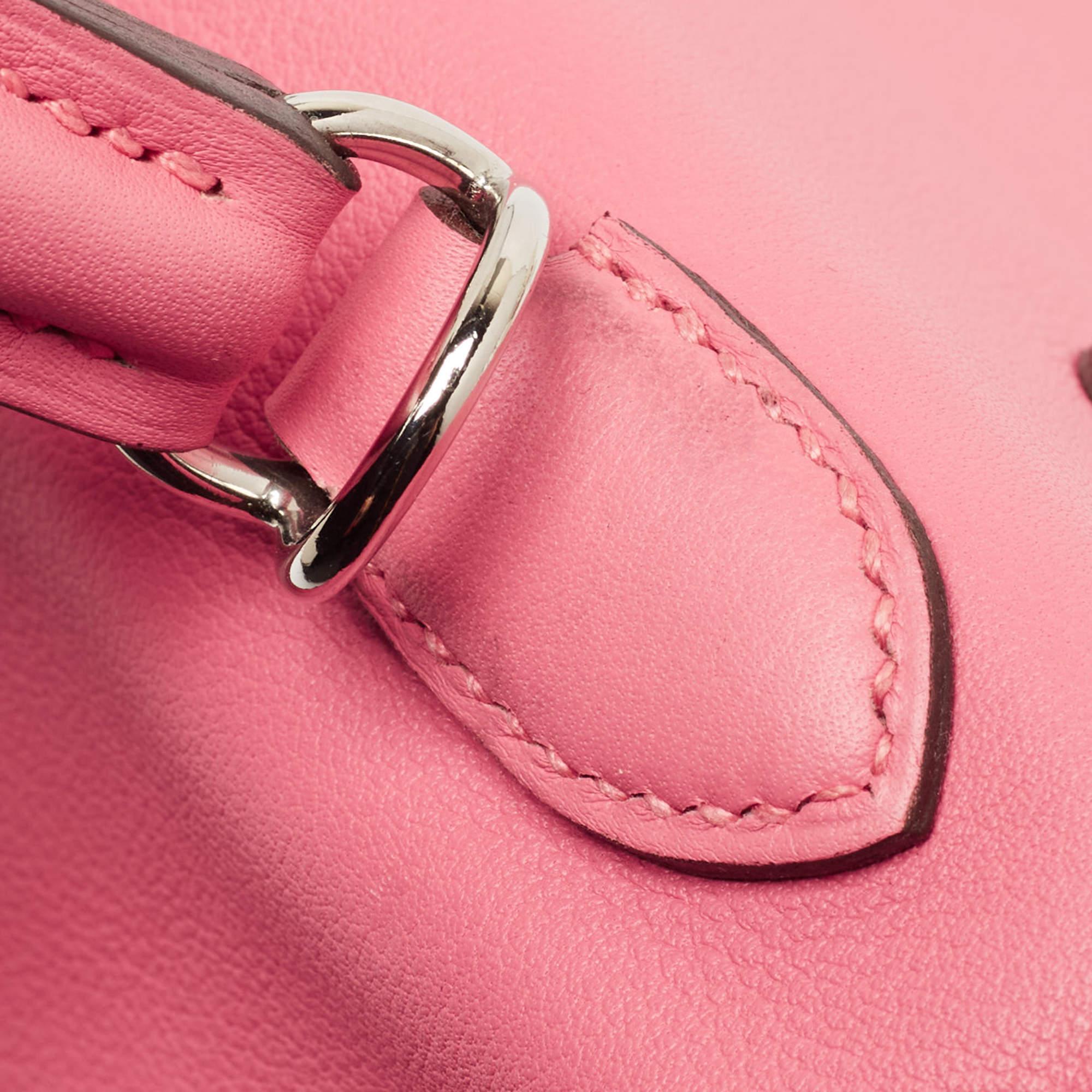 Hermès Rose Azalee Swift Leather Palladium Finish Kelly Retourne 25 Bag 7