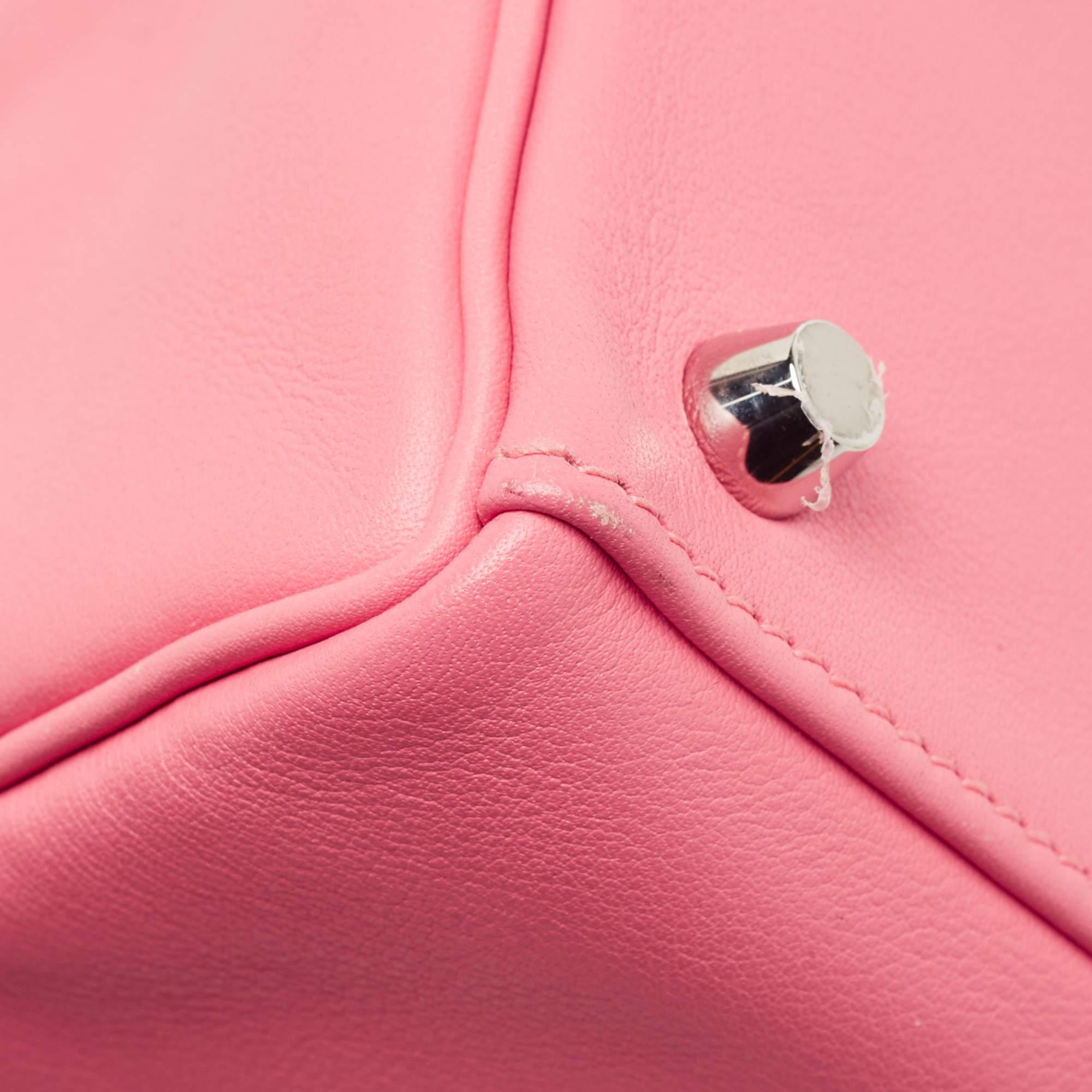 Hermès Rose Azalee Swift Leather Palladium Finish Kelly Retourne 25 Bag 8