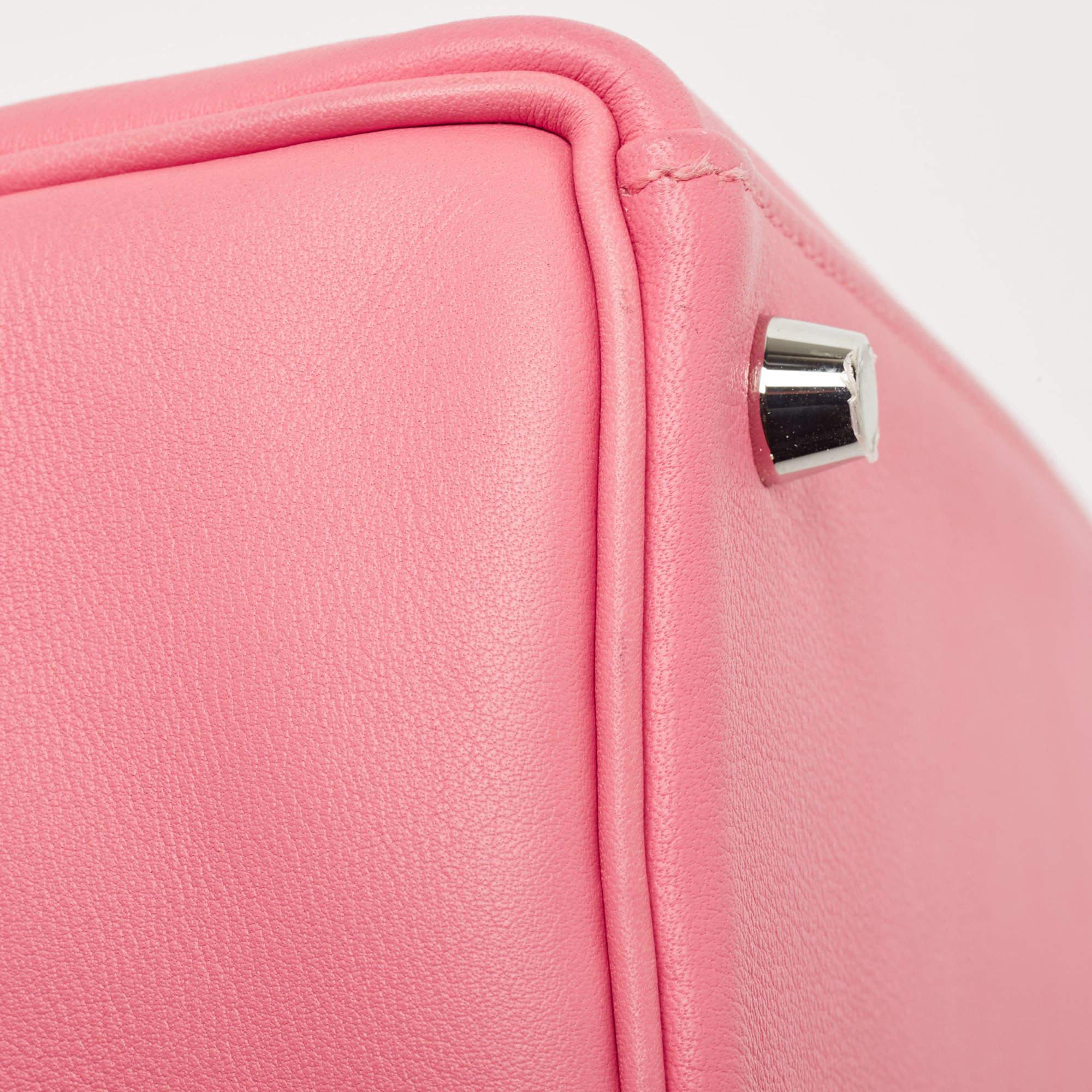 Hermès Rose Azalee Swift Leather Palladium Finish Kelly Retourne 25 Bag 10