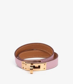 Hermès Rose Azalée Swift Leather T2 Kelly Double Tour Bracelet