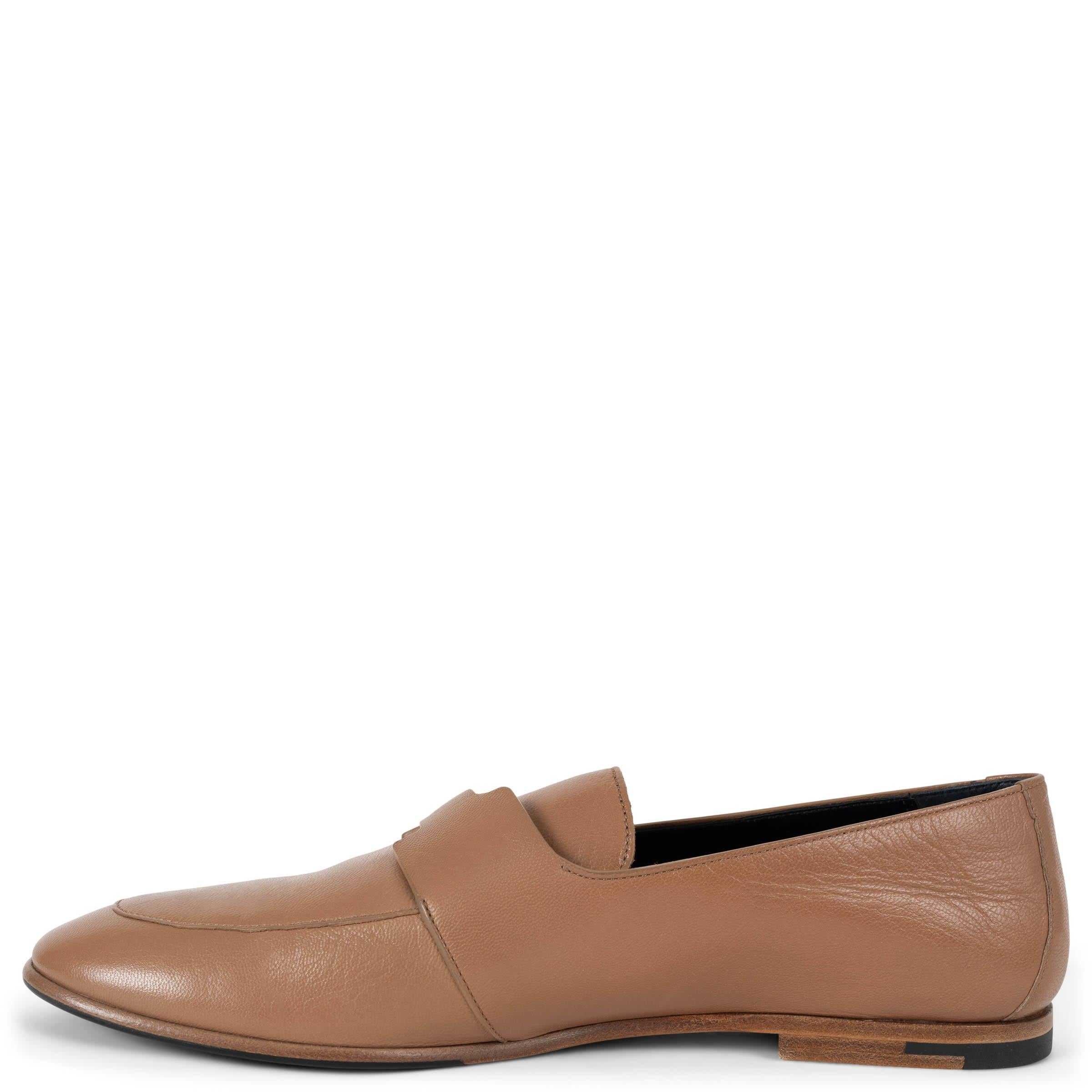Marron HERMÈS Chaussures plates ANCORA en cuir rose bubinga nude 38 en vente