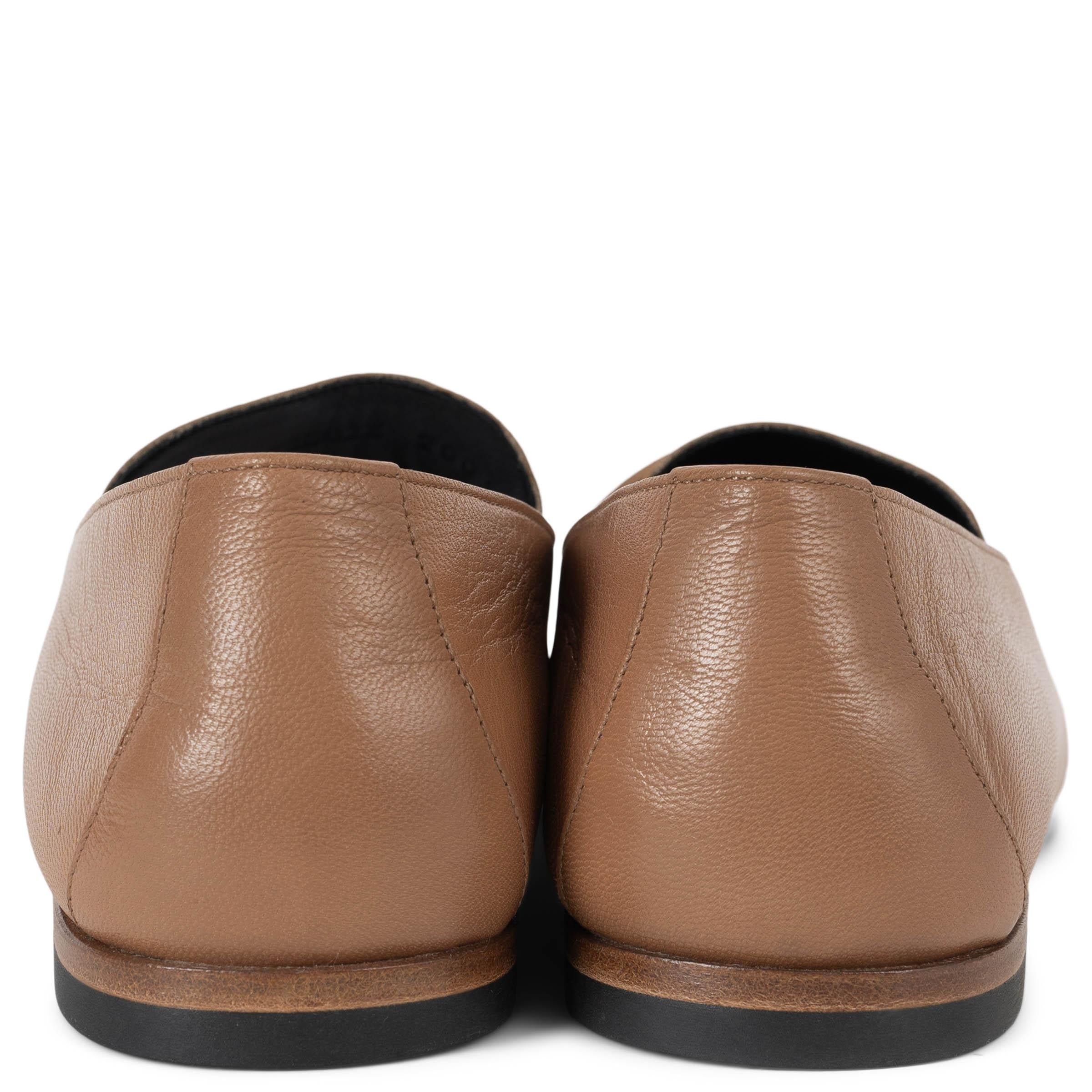 HERMÈS Chaussures plates ANCORA en cuir rose bubinga nude 38 Excellent état - En vente à Zürich, CH