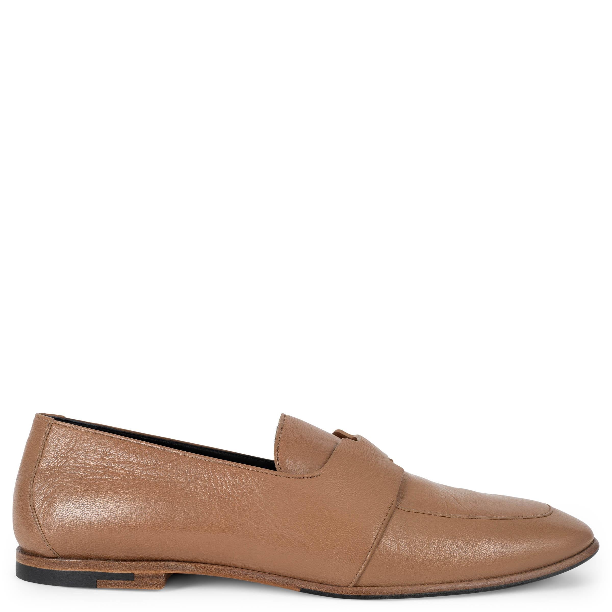 HERMES Rose Bubinga pelle nuda ANCORA Mocassini Flats Scarpe 38