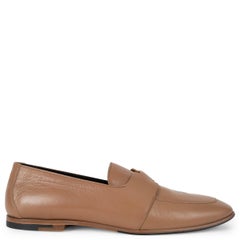 HERMES Rose Bubinga nude leather ANCORA Loafers Flats Shoes 38