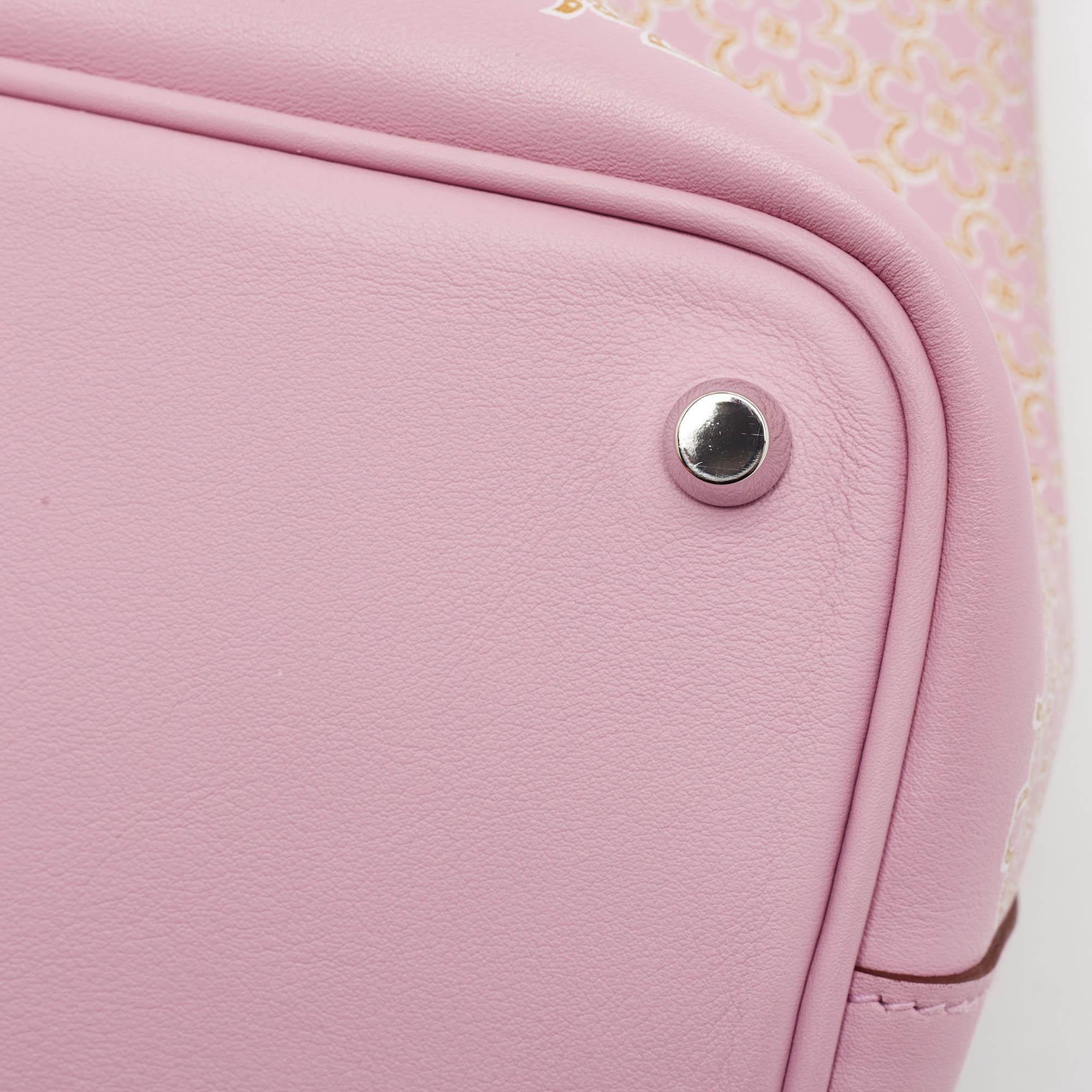 Hermes Rose/Chai/Blanc Swift Leather Lucky Daisy Picotin Lock 18 Bag 1