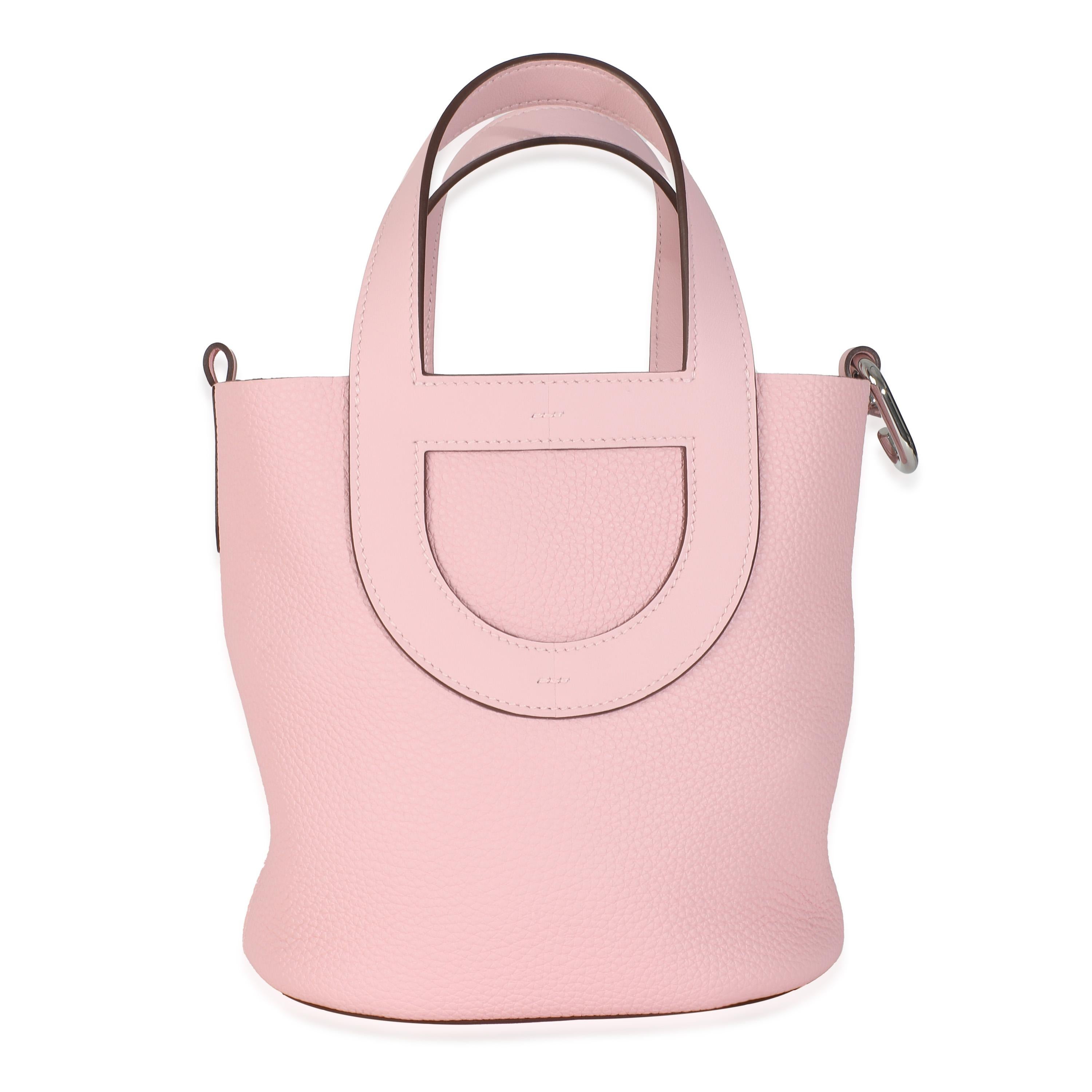 Hermès Rose Confetti Clemence Swift In-The-Loop 18 PHW In Excellent Condition For Sale In New York, NY