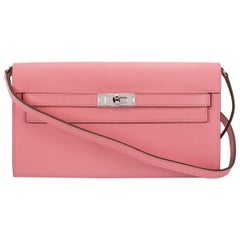 Hermès Rose Konfetti Epsom Kelly Brieftasche zu gehen PHW