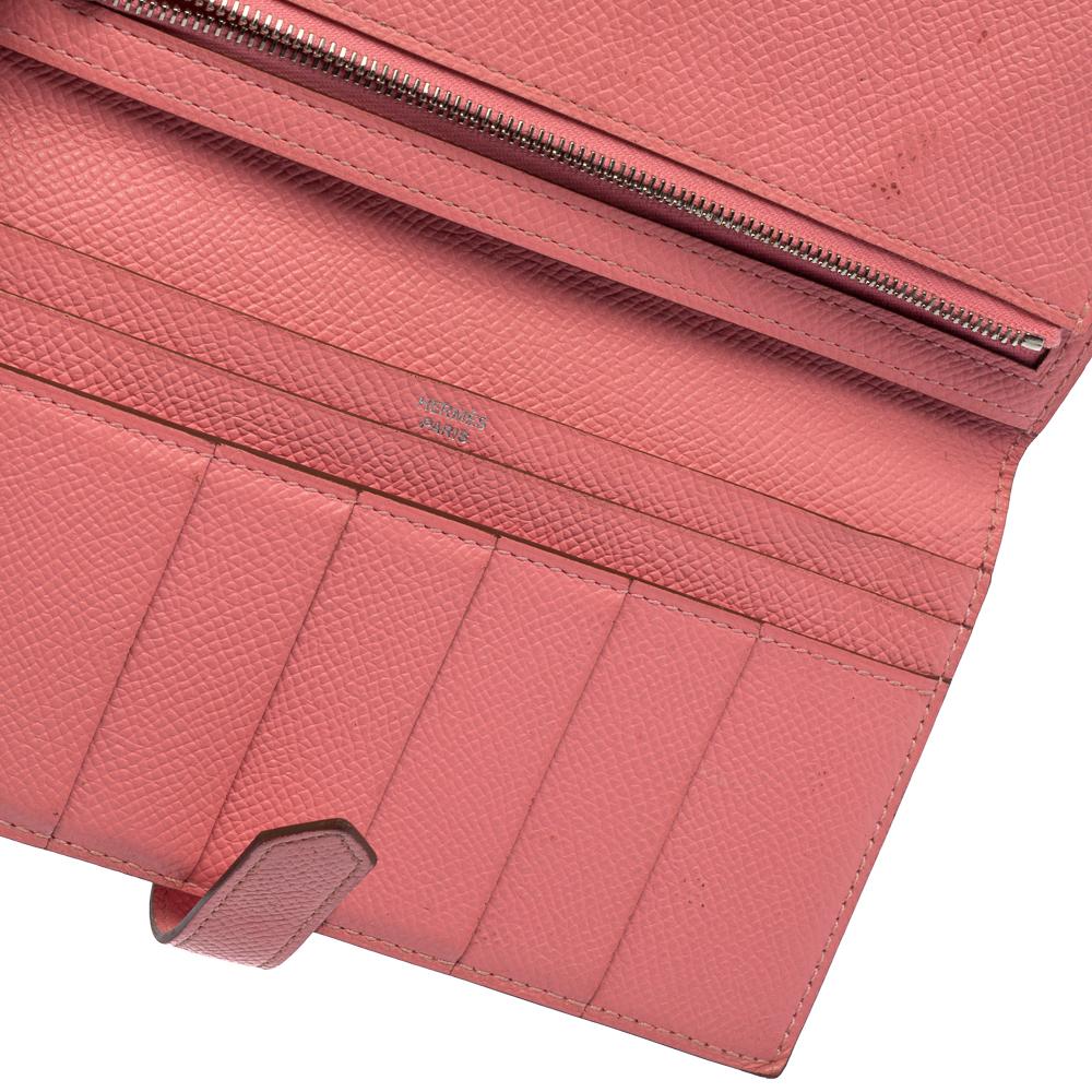 Hermes Rose Confetti Epsom Leather Bearn Classic Wallet 2
