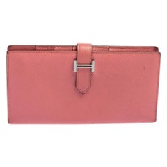 Hermes Rose Confetti Epsom Leather Bearn Classic Wallet