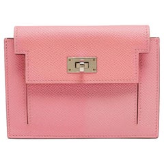 Hermes Rose Confetti Epsom Leather Kelly Pocket Compact Wallet