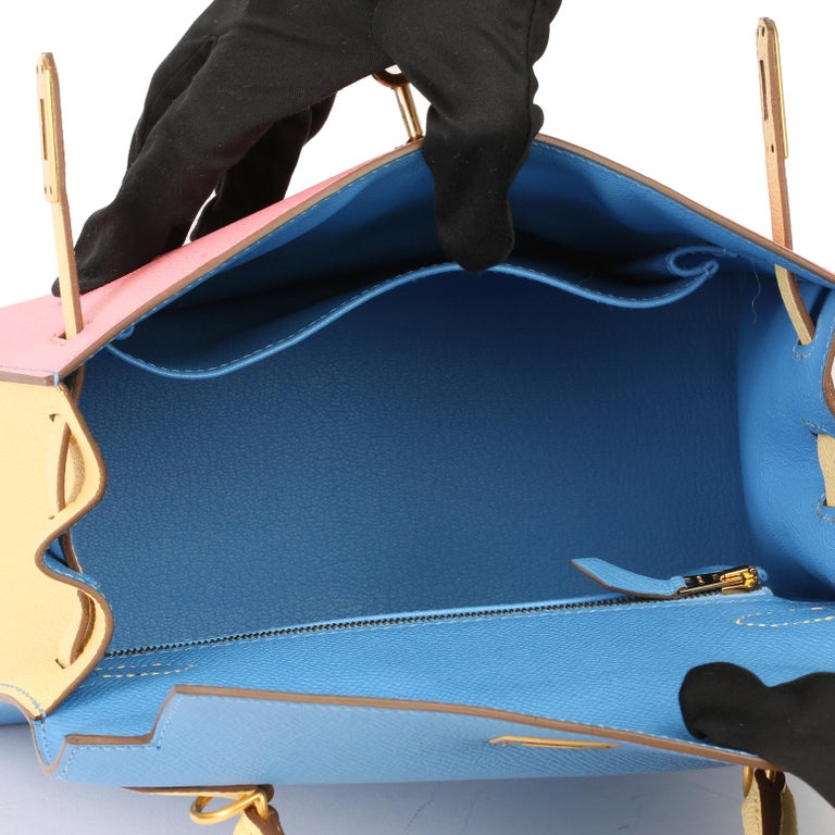 Hermès Rose Confetti, Jaune Poussin and Bleu Hydra Epsom Leather
