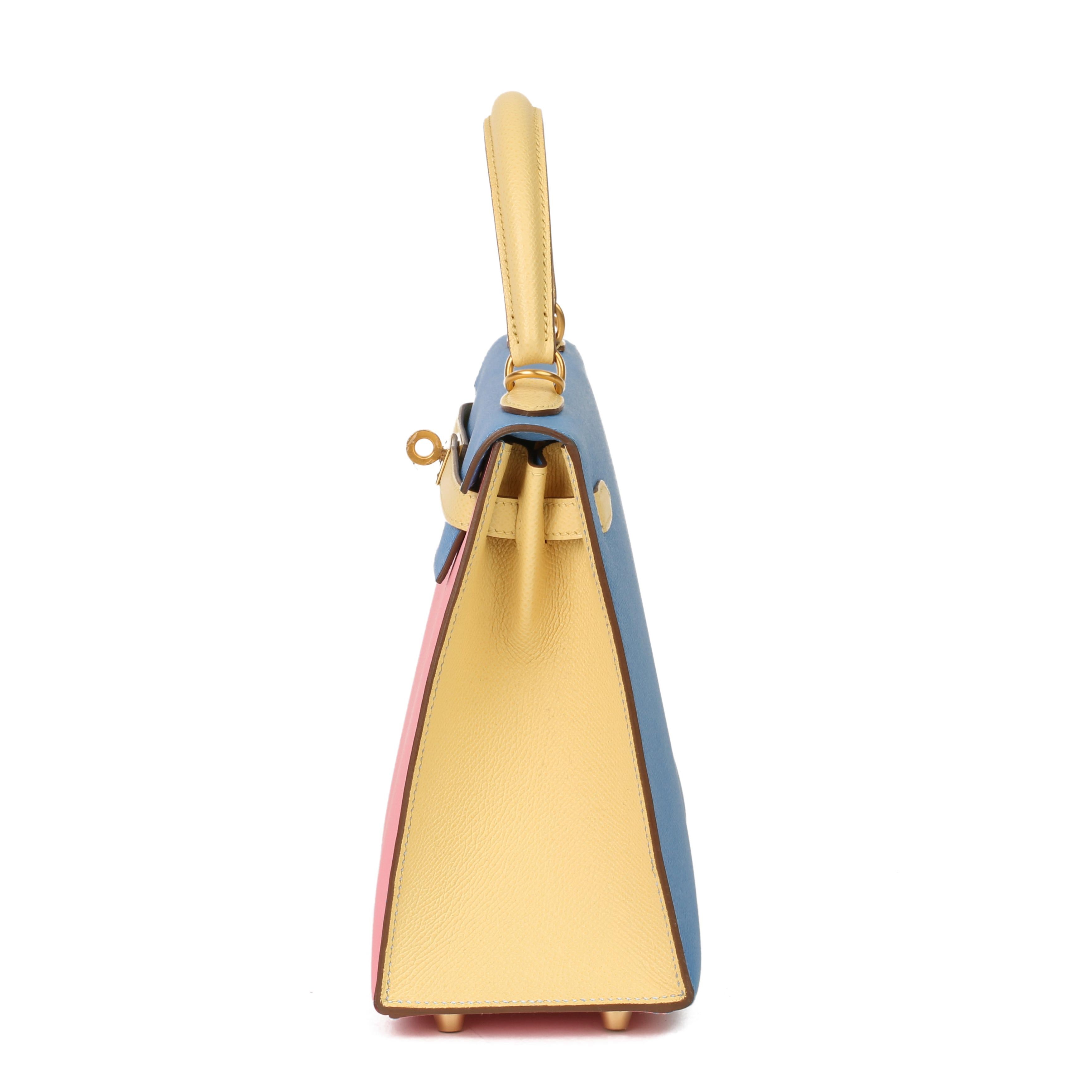 Hermès Rose Confetti:: Jaune Poussin & Bleu Hydra Epsom Leather Special Order HSS Excellent état à Bishop's Stortford, Hertfordshire