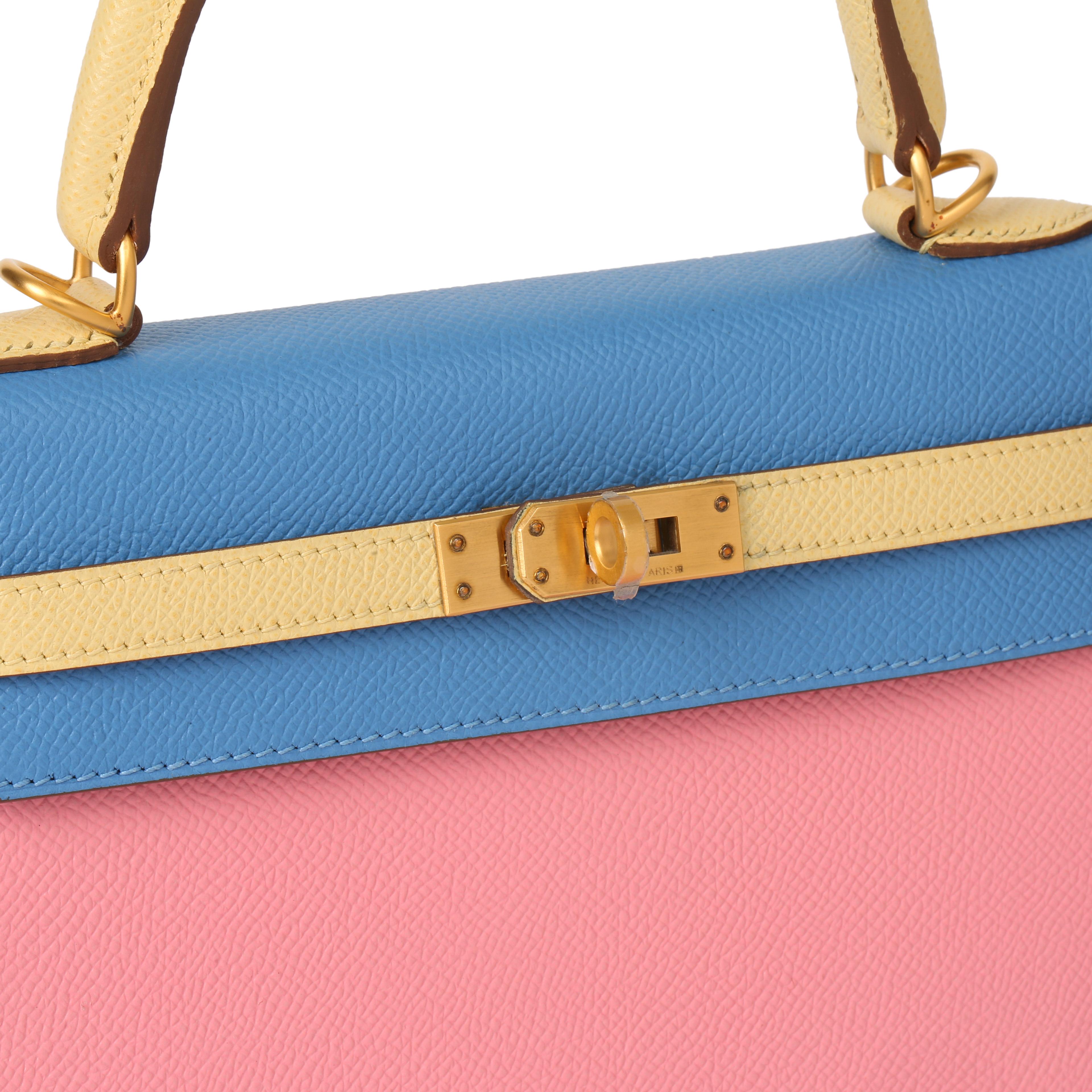 Hermès Rose Confetti:: Jaune Poussin & Bleu Hydra Epsom Leather Special Order HSS 3