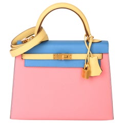 Hermès Rose Confetti:: Jaune Poussin & Bleu Hydra Epsom Leather Special Order HSS