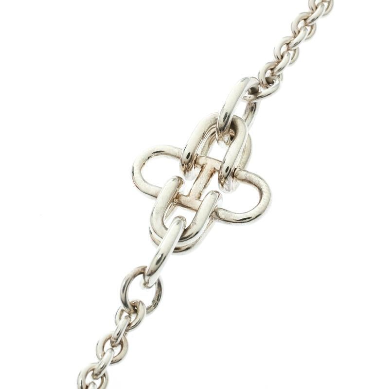 Contemporary Hermes Rose De Mer Silver Long Station Necklace