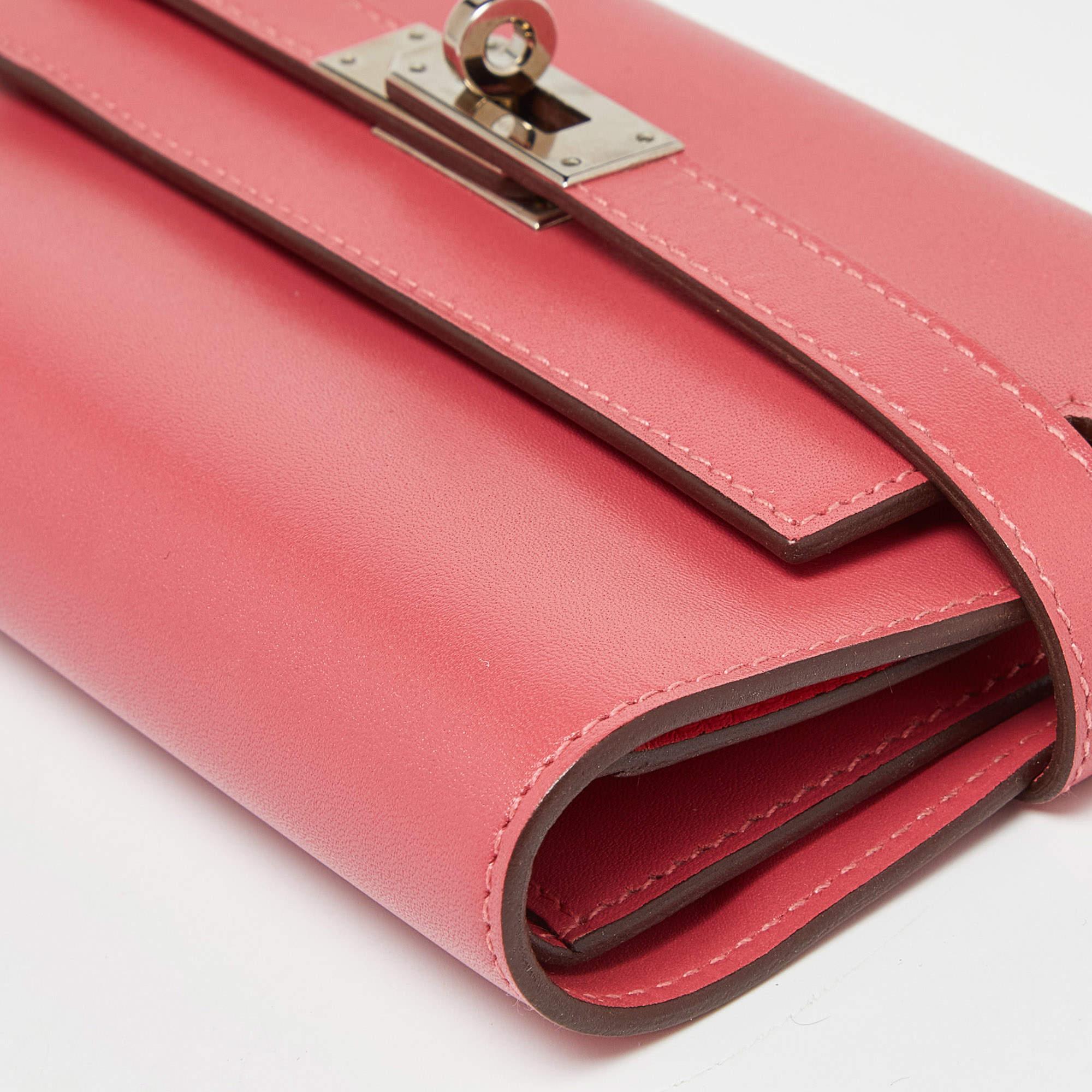 Women's Hermès Rose D'ete Swift Leather Kelly Depliant Wallet