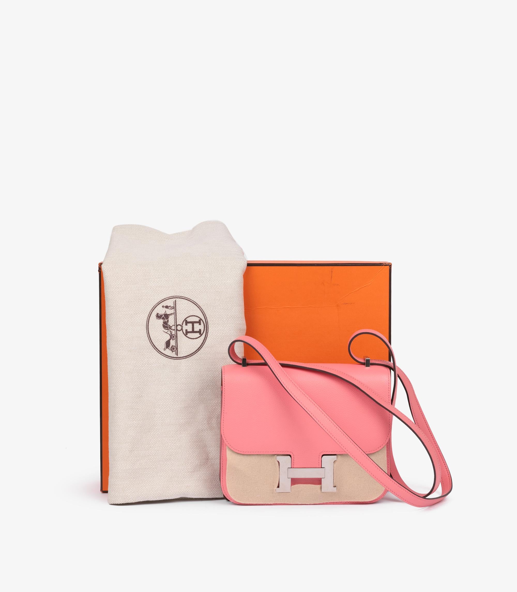 Hermès Rose D'eté & Terre Battue Evercolor Leder Verso Constance 18 im Angebot 6