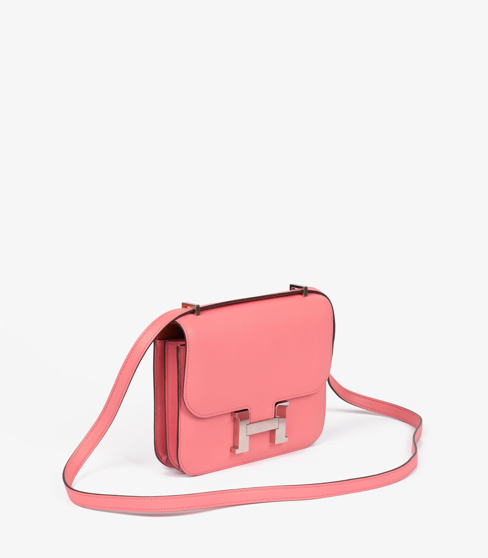 Hermès Rose D'eté & Terre Battue Evercolor Leder Verso Constance 18 (Pink) im Angebot