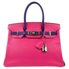 Hermès Rose Extreme and Iris Chevre 30 cm Horseshoe Birkin