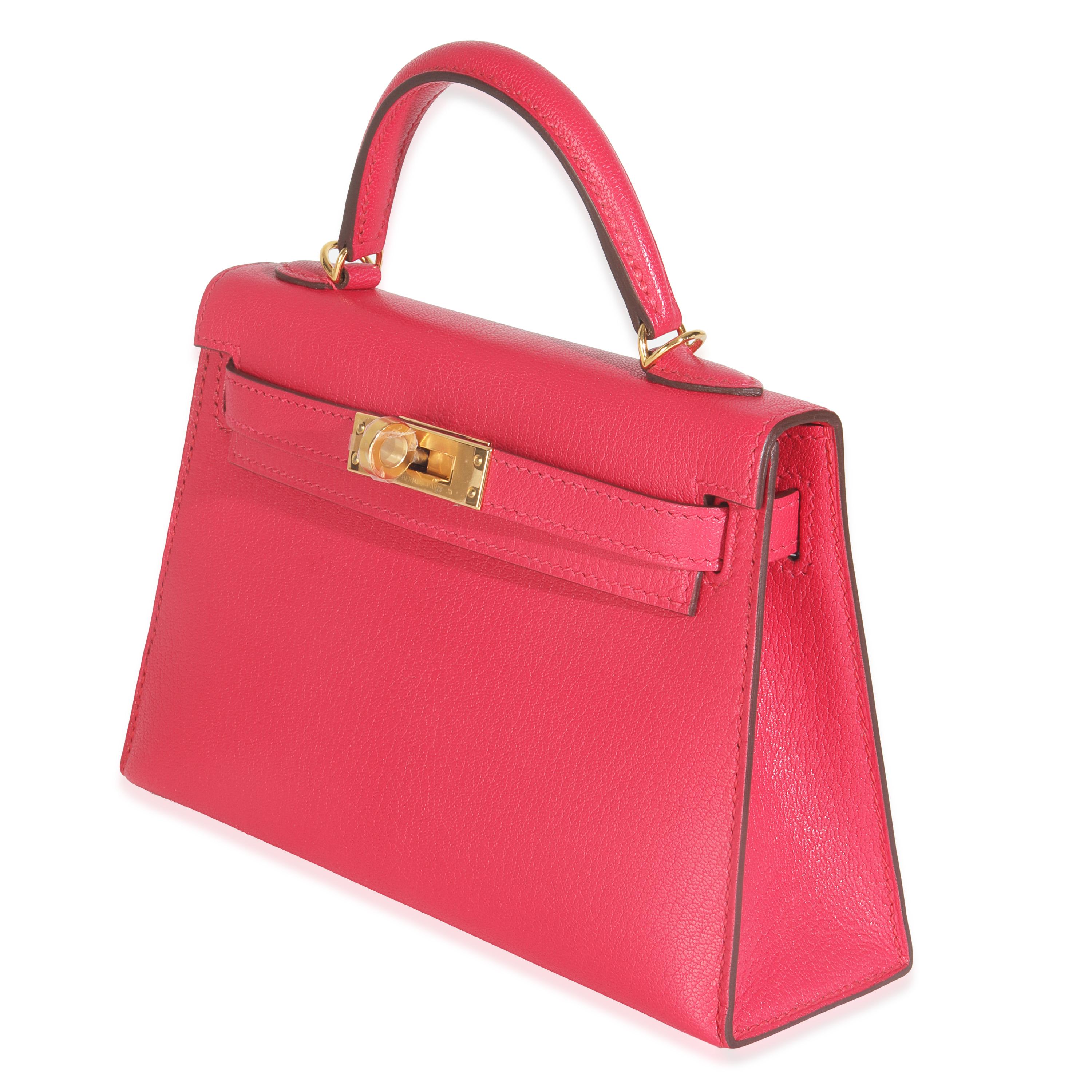 Rosa Hermès Rose Extreme Chevre Chamkila Sellier Mini Kelly II 20 GHW in vendita
