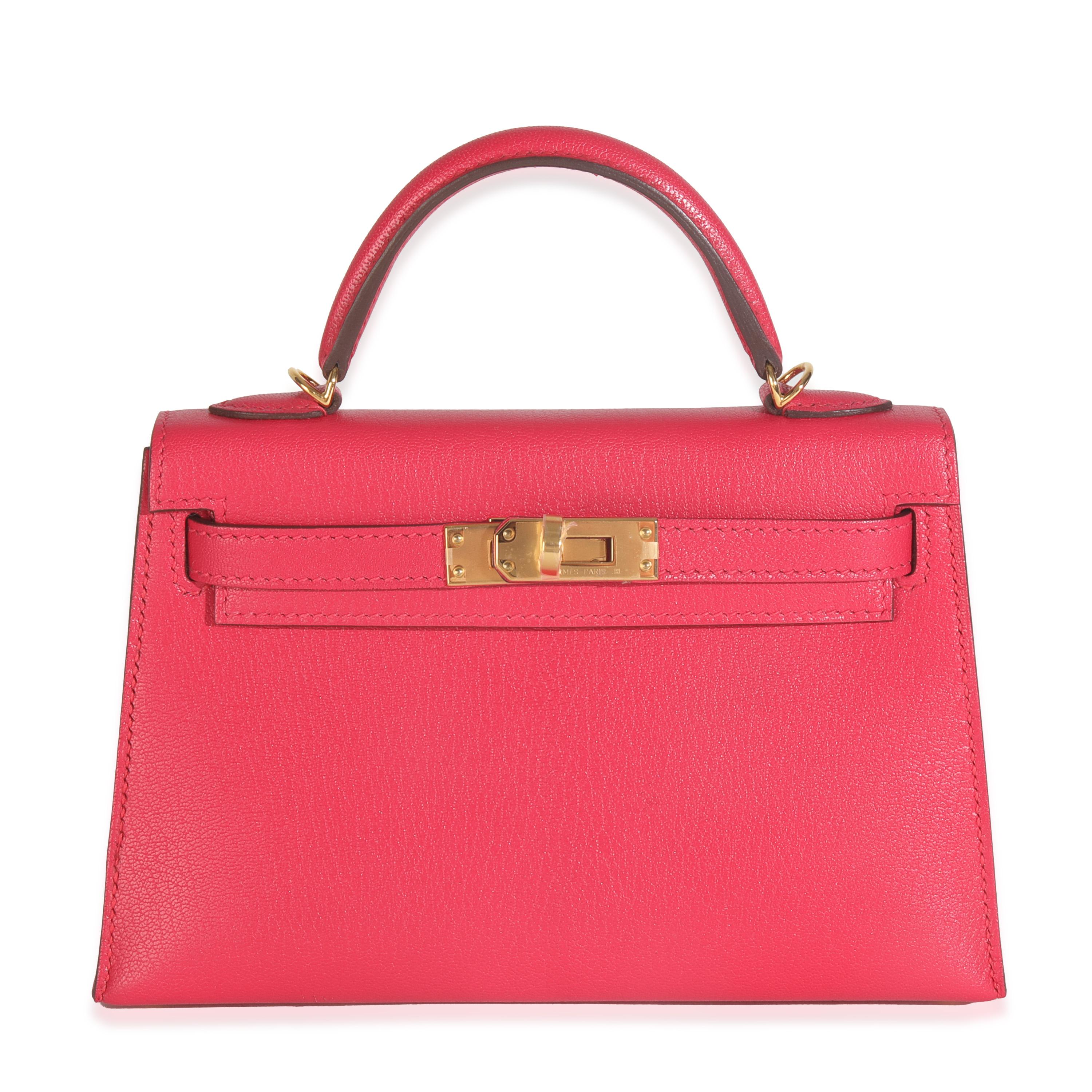 Hermès Rose Extreme Chevre Chamkila Sellier Mini Kelly II 20 GHW In condizioni Nuovo in vendita a New York, NY