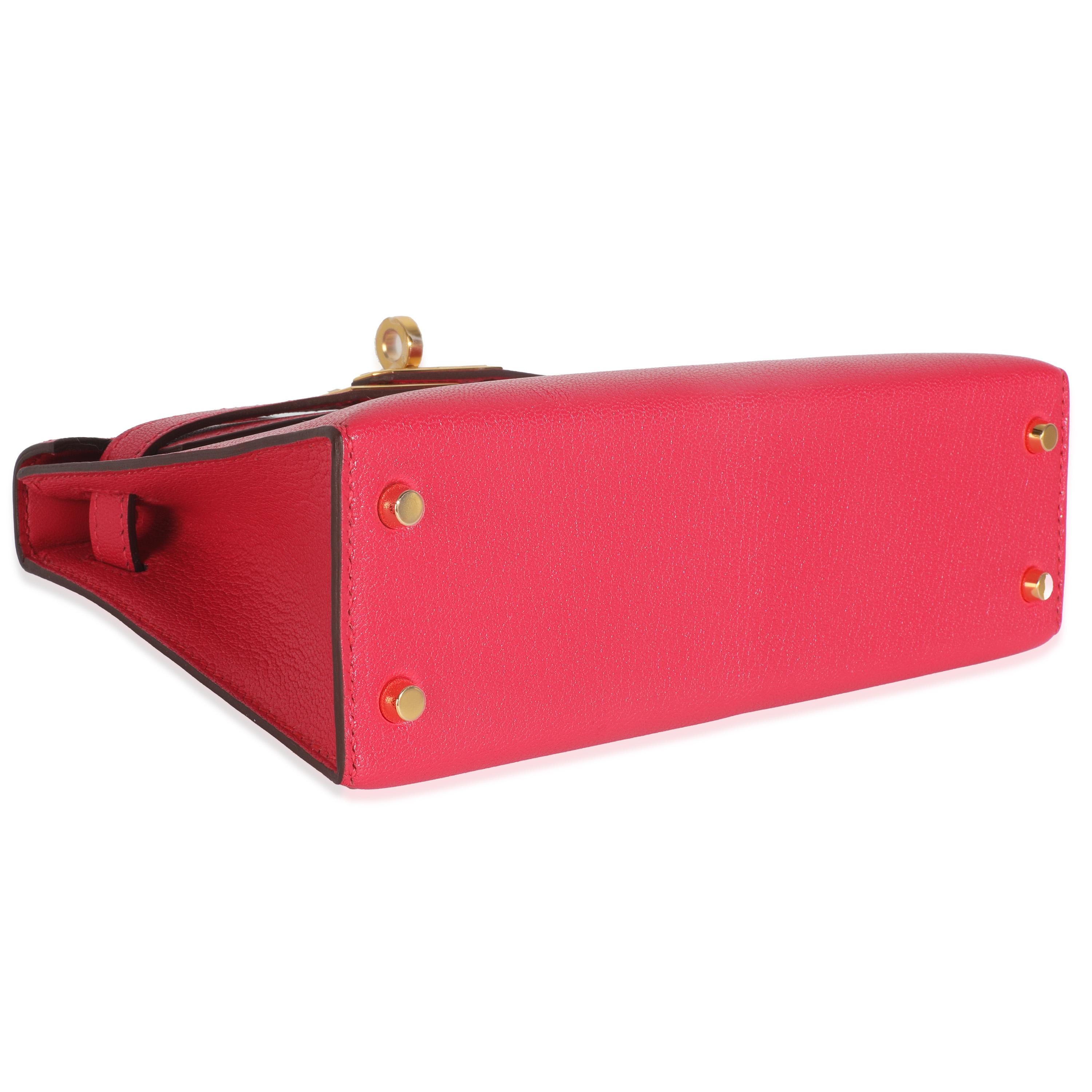 Hermès Rose Extreme Chevre Chamkila Sellier Mini Kelly II 20 GHW in vendita 1