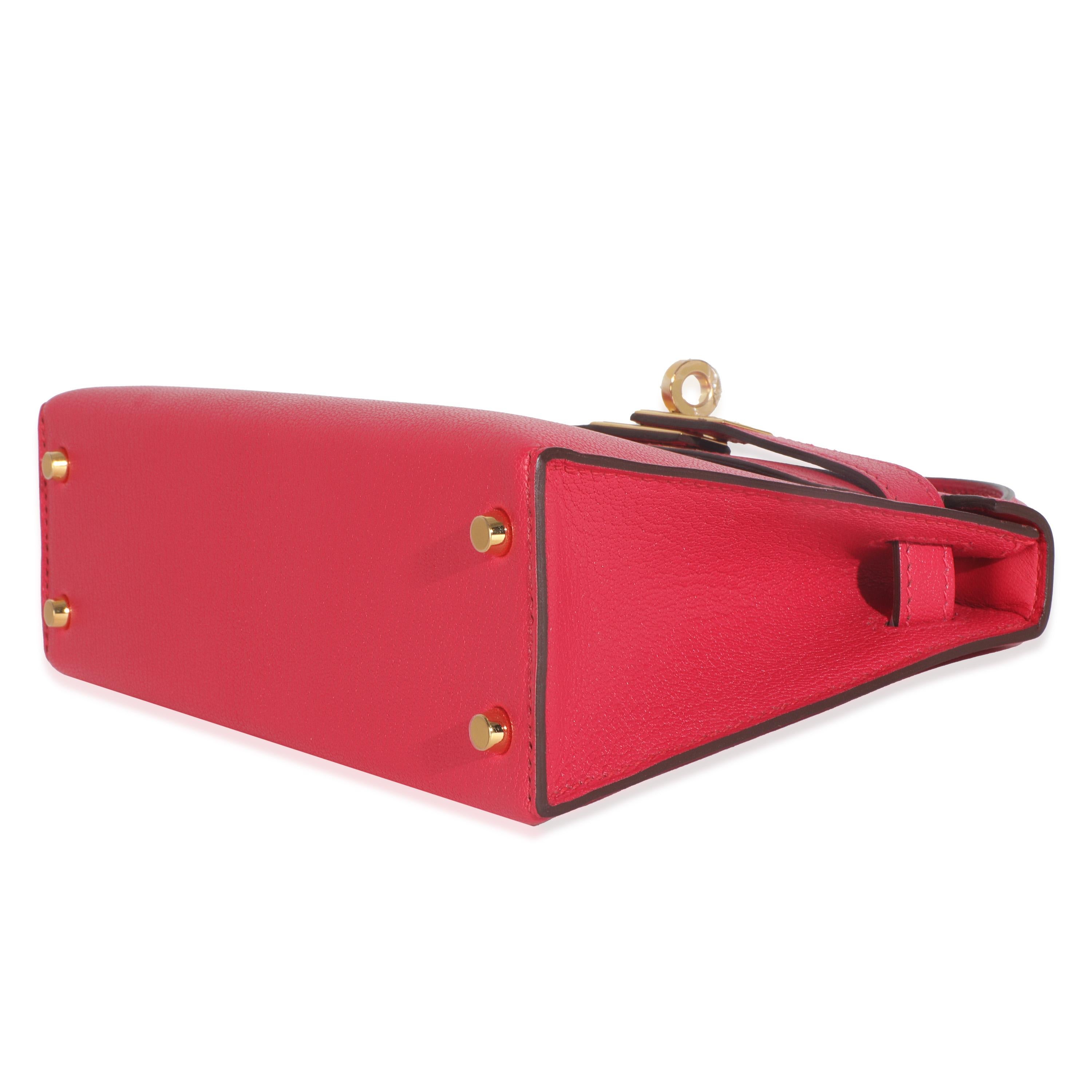 Hermès Rose Extreme Chevre Chamkila Sellier Mini Kelly II 20 GHW in vendita 2