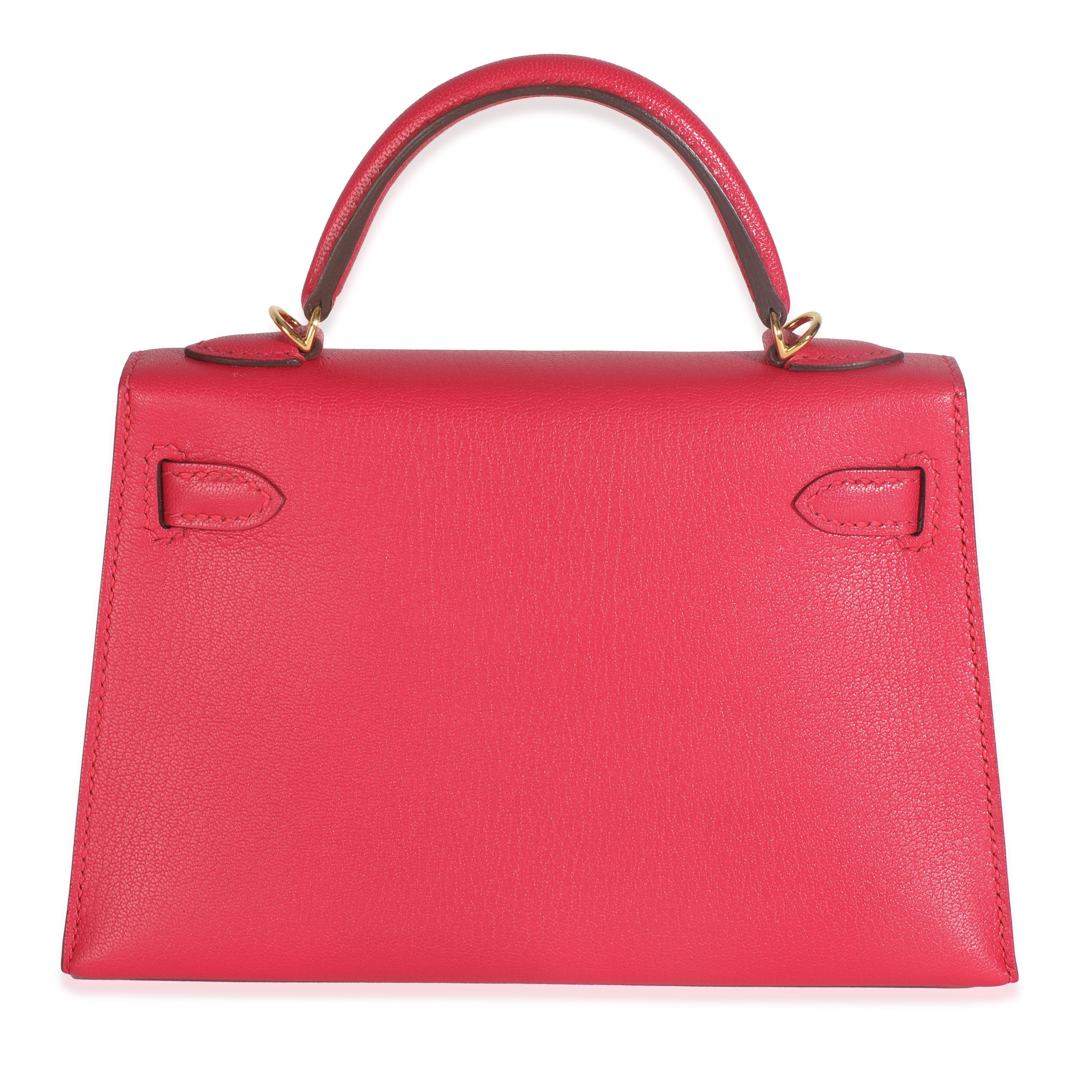 Hermès Rose Extreme Chevre Chamkila Sellier Mini Kelly II 20 GHW in vendita 3
