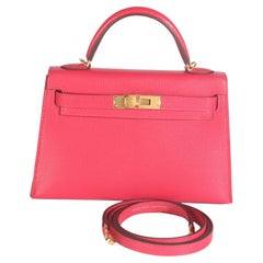 Hermès Rose Extreme Chevre Chamkila Sellier Mini Kelly II 20 GHW
