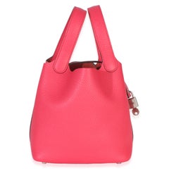 Hermès Rose Extreme Clemence Picotin Lock 18 PHW