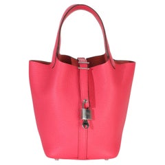 Hermès Rose Extreme Clemence Picotin Lock 18 PHW