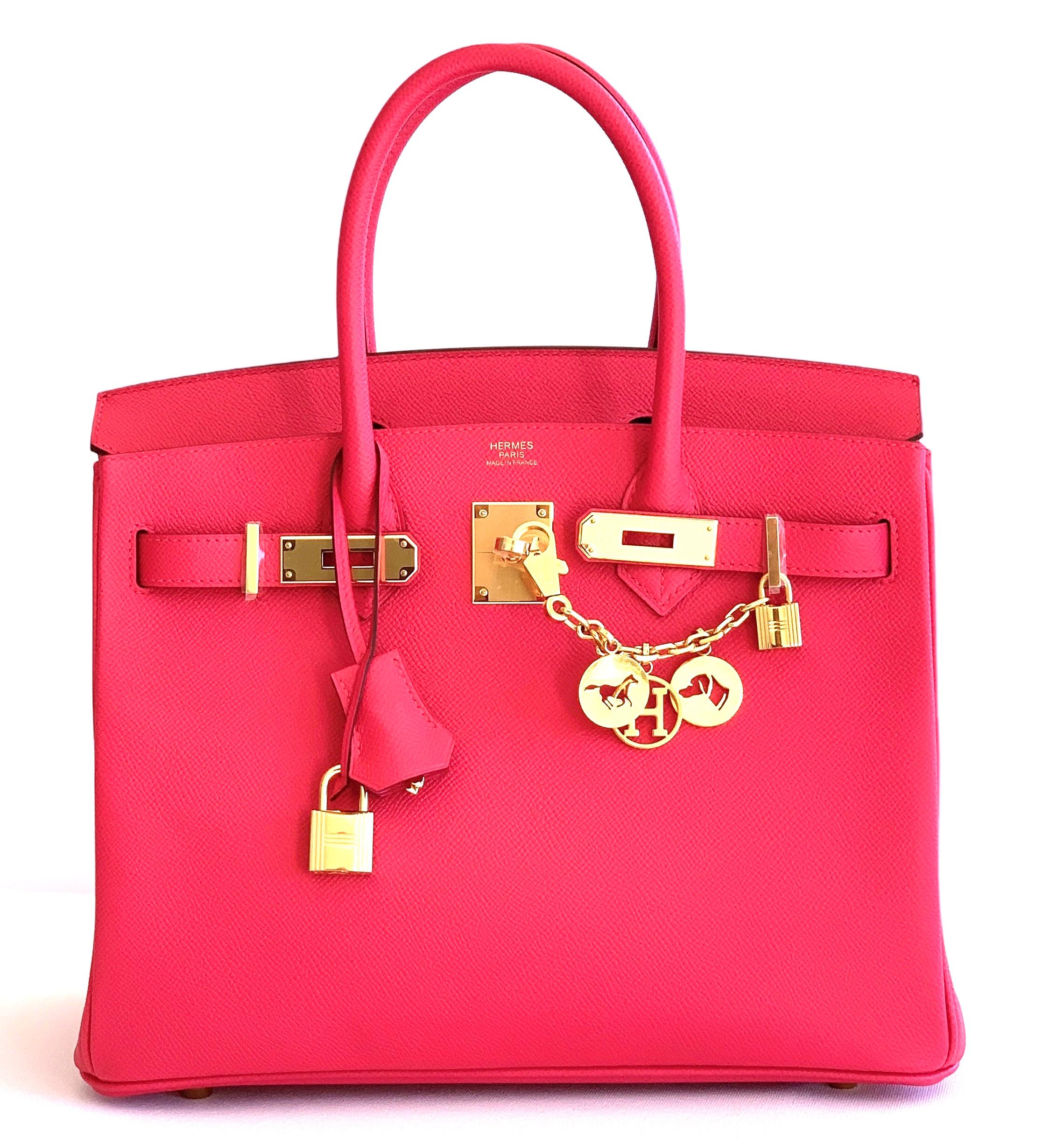 Pink Hermès Rose Extreme Epsom Birkin 30cm Gold Hardware