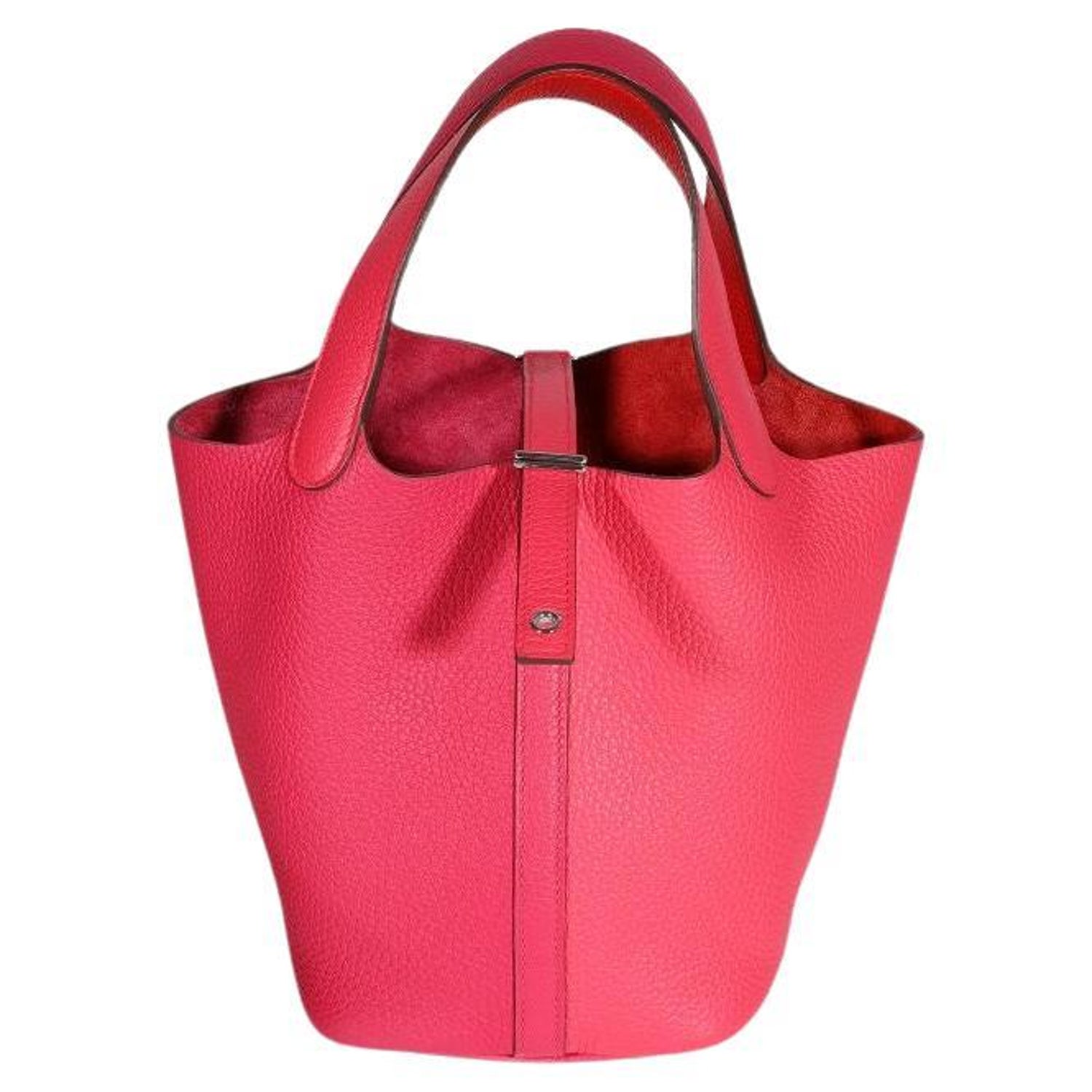 Hermes Leather Market Bucket Bag Red