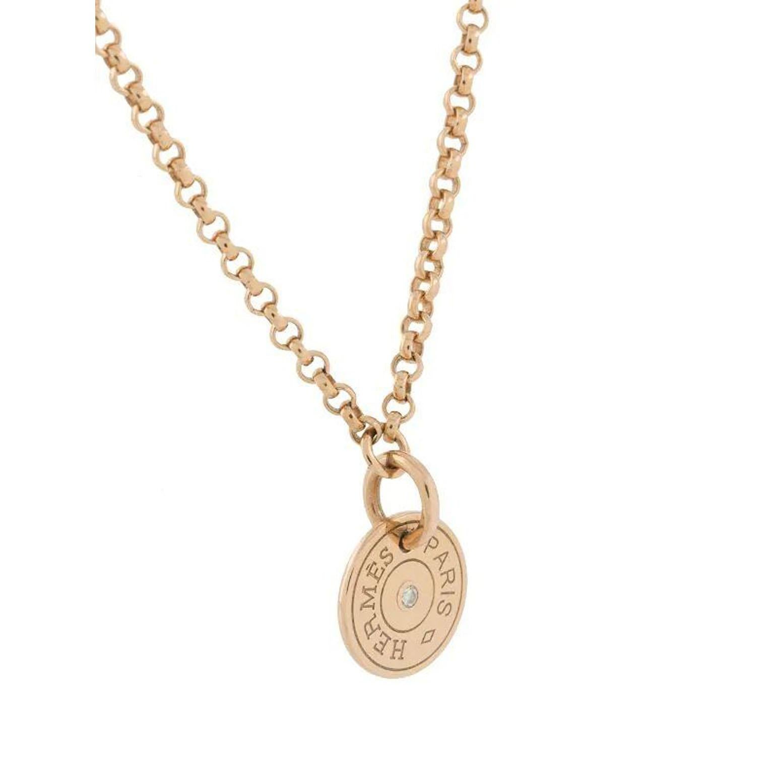 Hermès Rose Gold und Diamant Clou de Selle Gambade Halskette im Zustand „Hervorragend“ im Angebot in London, GB
