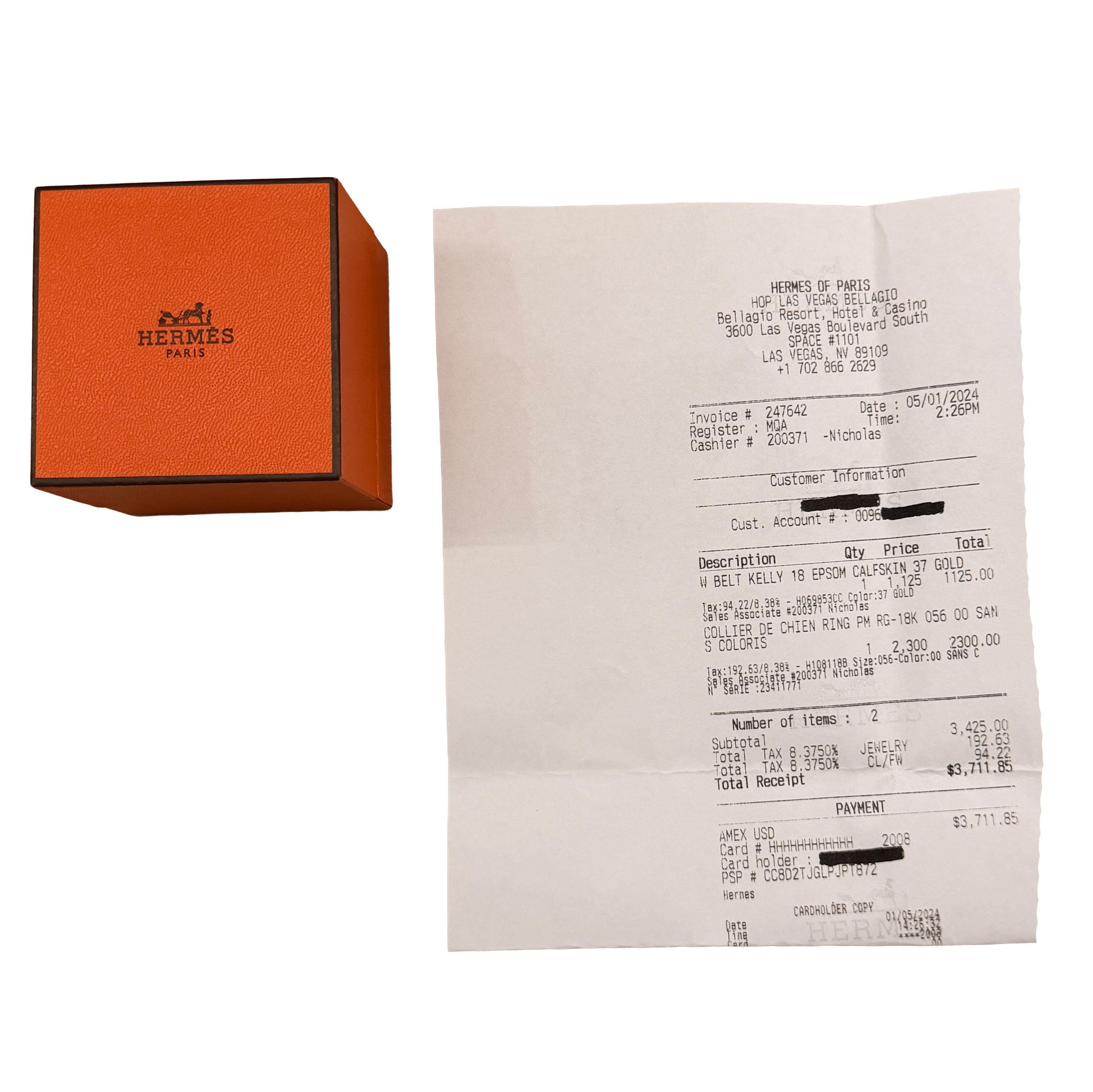 Anello Collier de Chien in oro rosa Hermès in vendita 1